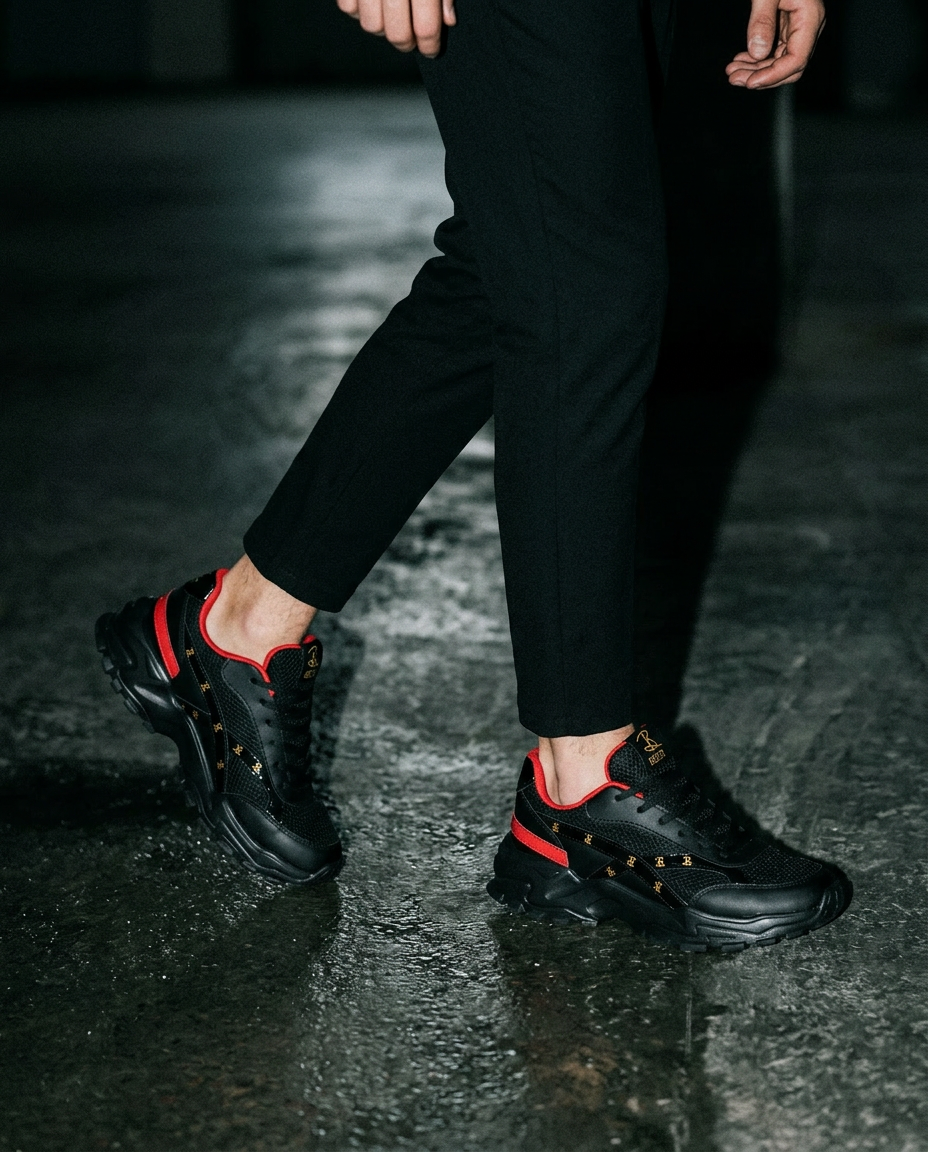 Bezer Phantom Red chunky sneaker editorial