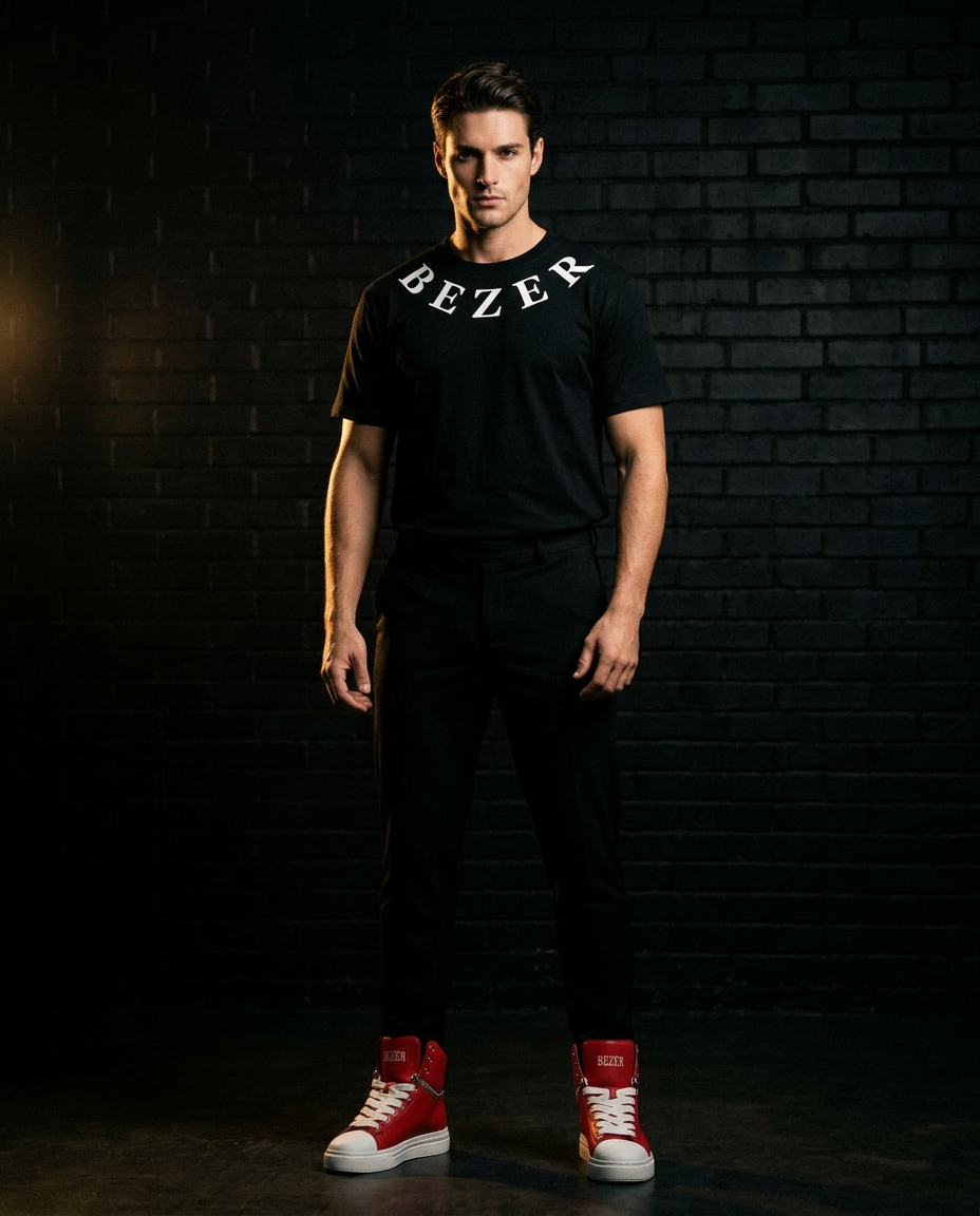 Bezer Phantom X red high-top sneakers full look